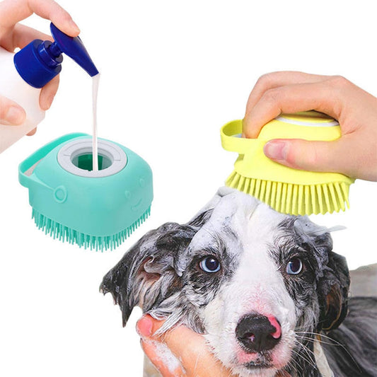 Bathroom Puppy Dog Cat Bath Massage Gloves Brush Soft Safety Silicone