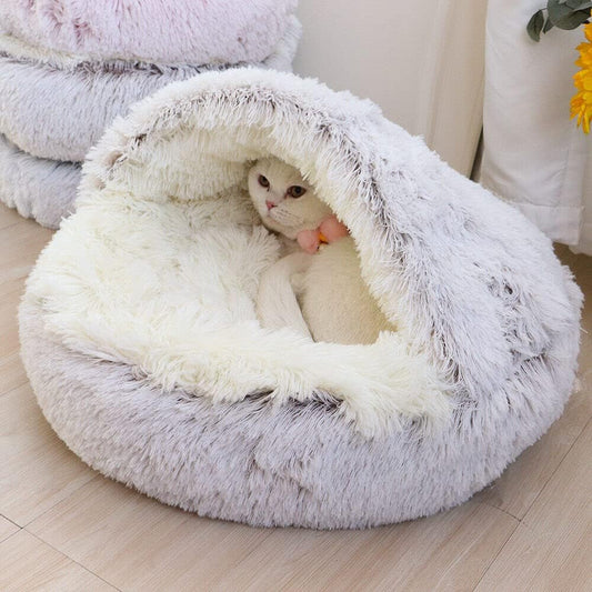 Plush Round Cat Bed Pet Mattress Warm Soft Comfortable Basket Cat Dog